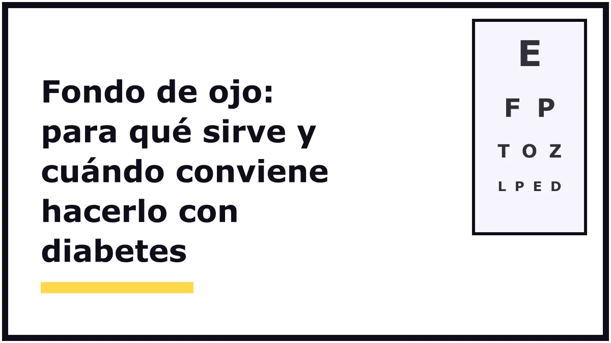 Portada ilustrada sobre el fondo de ojo: el título en letras negras grandes sobre fondo blanco y una tabla de letras para medir la vista, sin personas ni producto